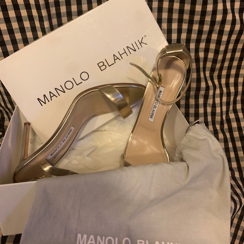 Manolo Blahnik gold sandals